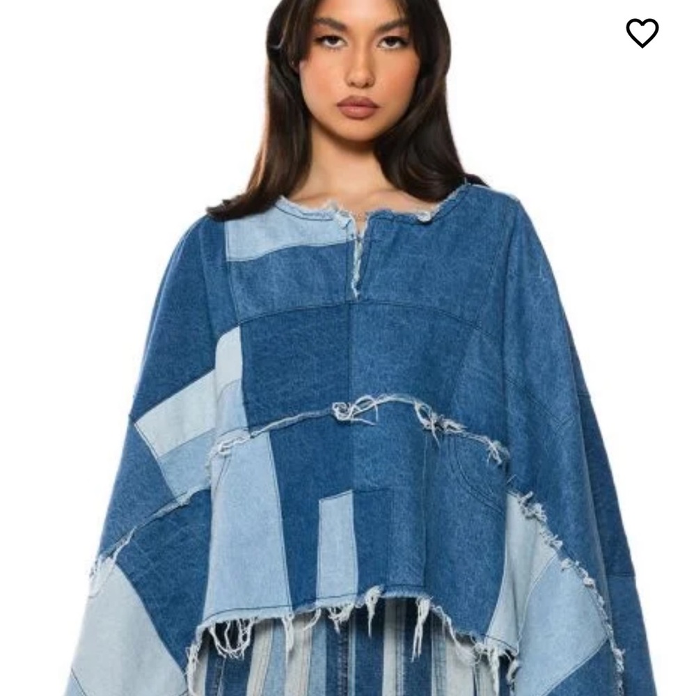Akira Blue Patchwork Cape - image 2